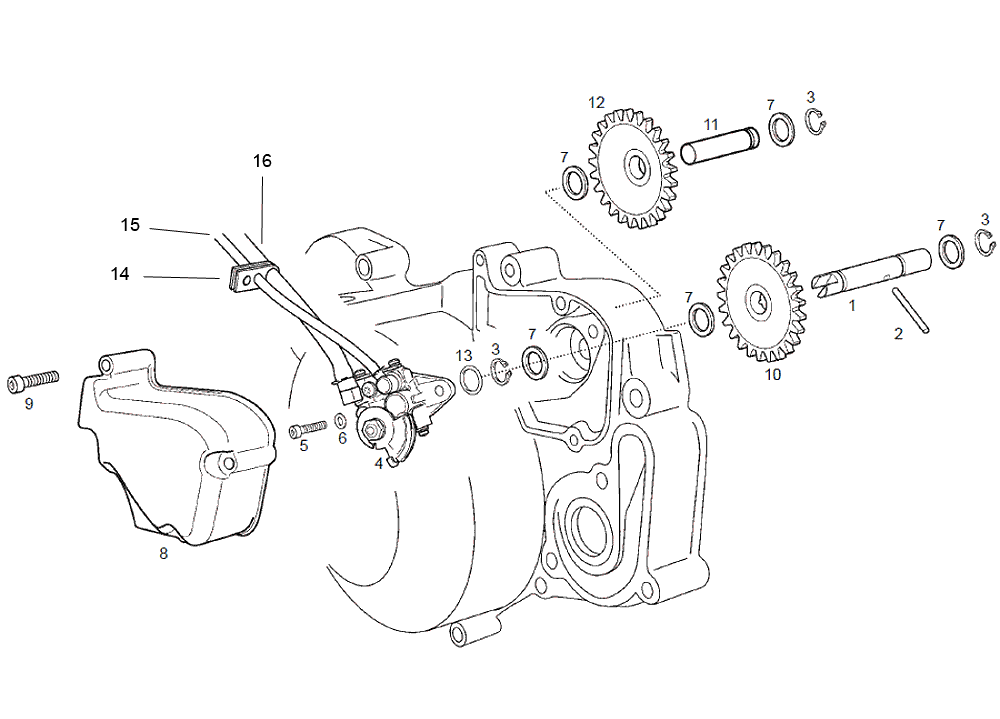 Öljypumpun kiinnityspultin aluslevy Aprilia, Derbi, Gilera