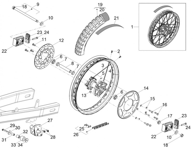 Takarattaan/jarrulevyn kiinnitys pultti Aprilia, Derbi, Gilera